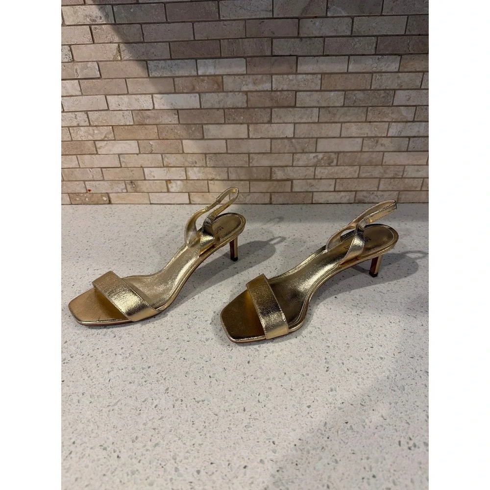 Michael Kors Gold Metallic Slingback Heels Women's Size 8 Open‎ Toe Dress